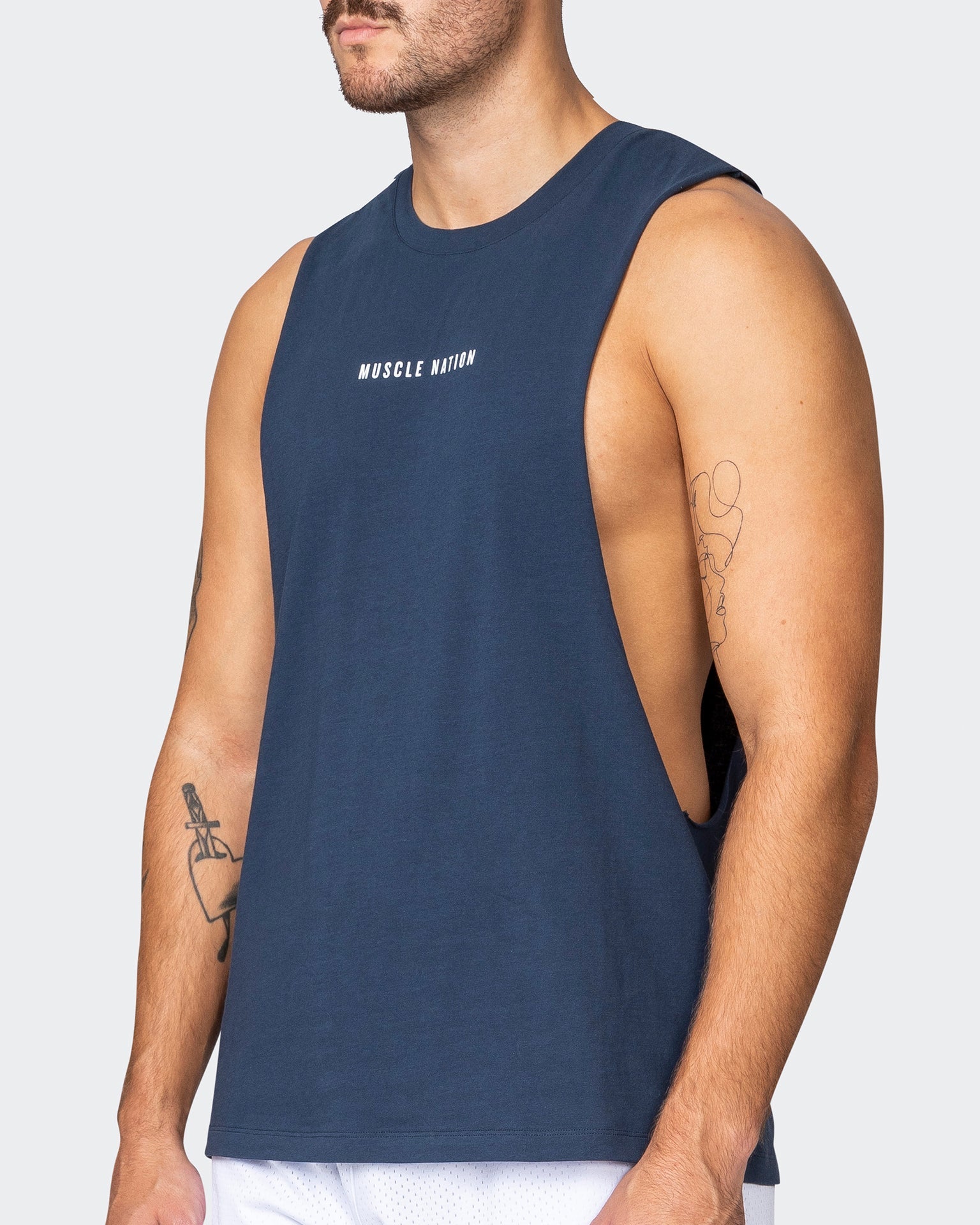 musclenation Tank Tops Ultra Drop Arm Tank - Dark Navy