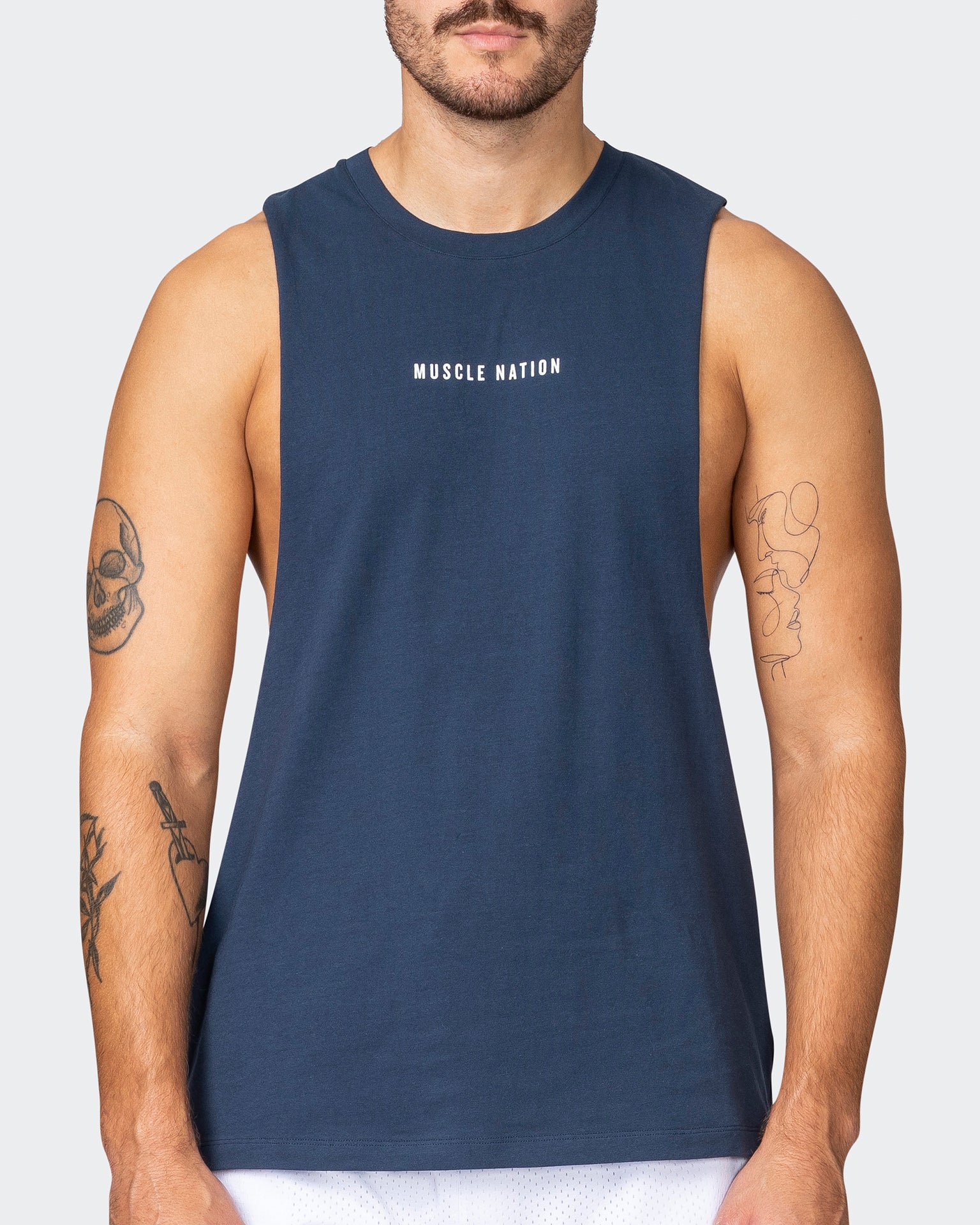 musclenation Tank Tops Ultra Drop Arm Tank - Dark Navy