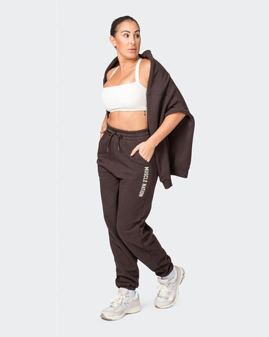 musclenation Track Pants Alpha Slouchy Trackies - Cocoa