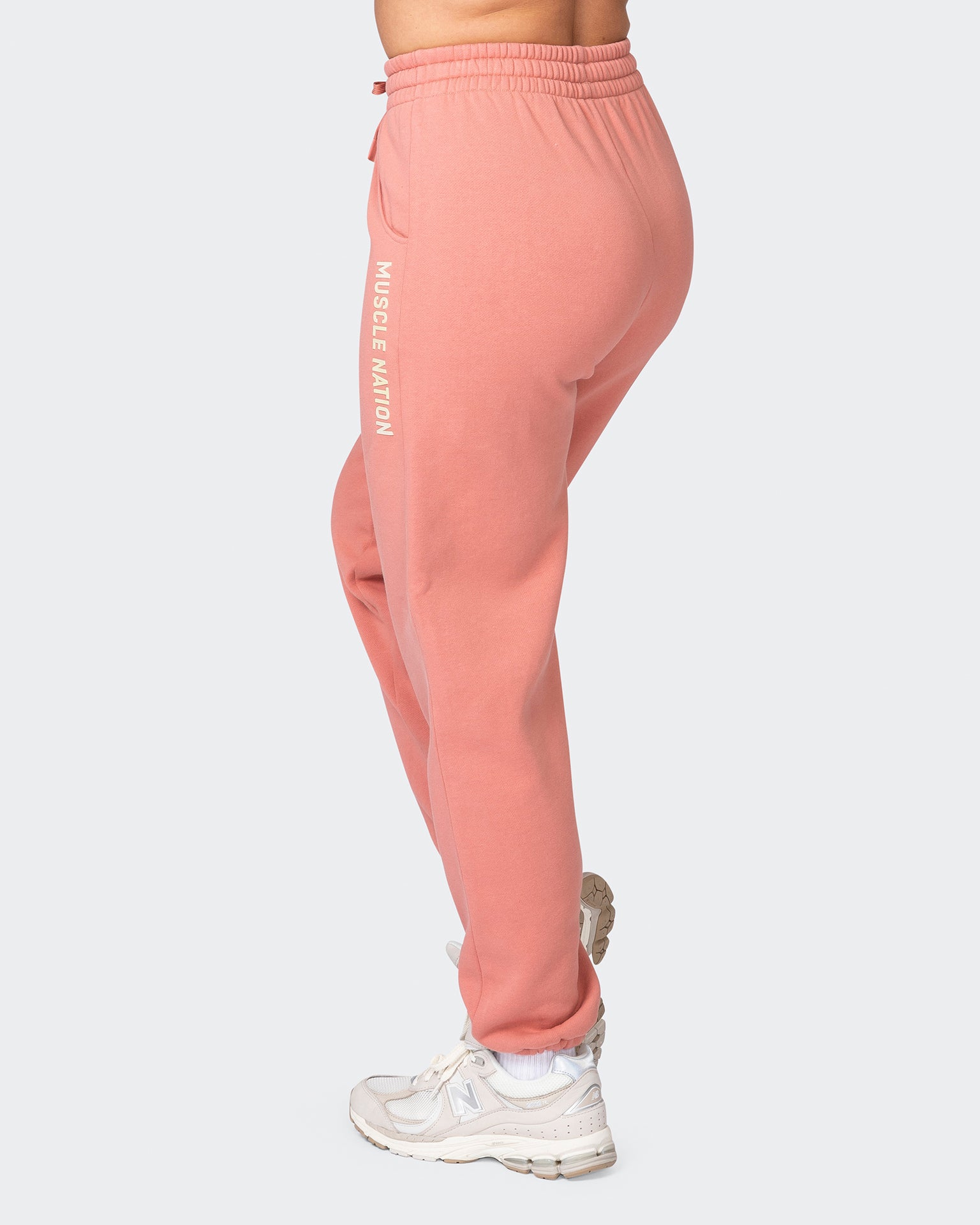 musclenation Track Pants Alpha Slouchy Trackies - Powdered Pink