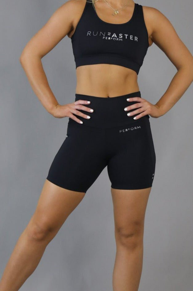 RunFaster Clothing Preorder - High Waist Mid Shorts - Black