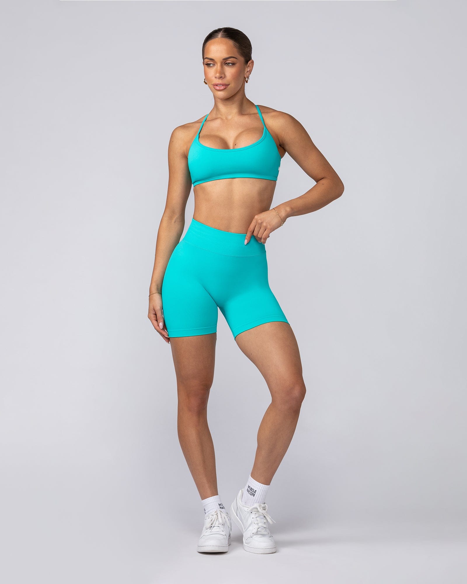 Sculpt Seamless Bralette Cyan - Muscle Nation women's bralette, view 5