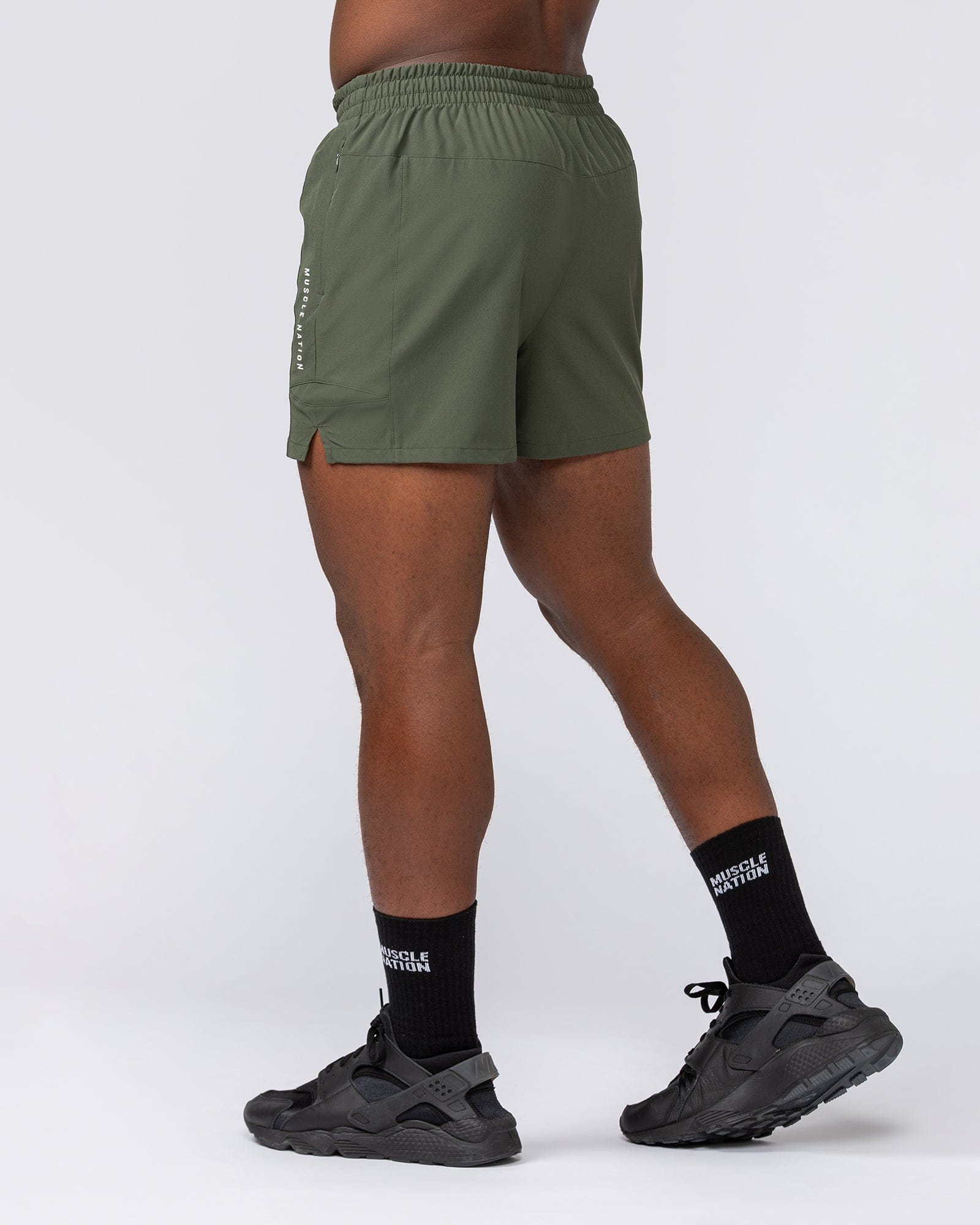 Streamline Training 3" Shorts Dark Khaki - Muscle Nation men's gym shorts, view 4