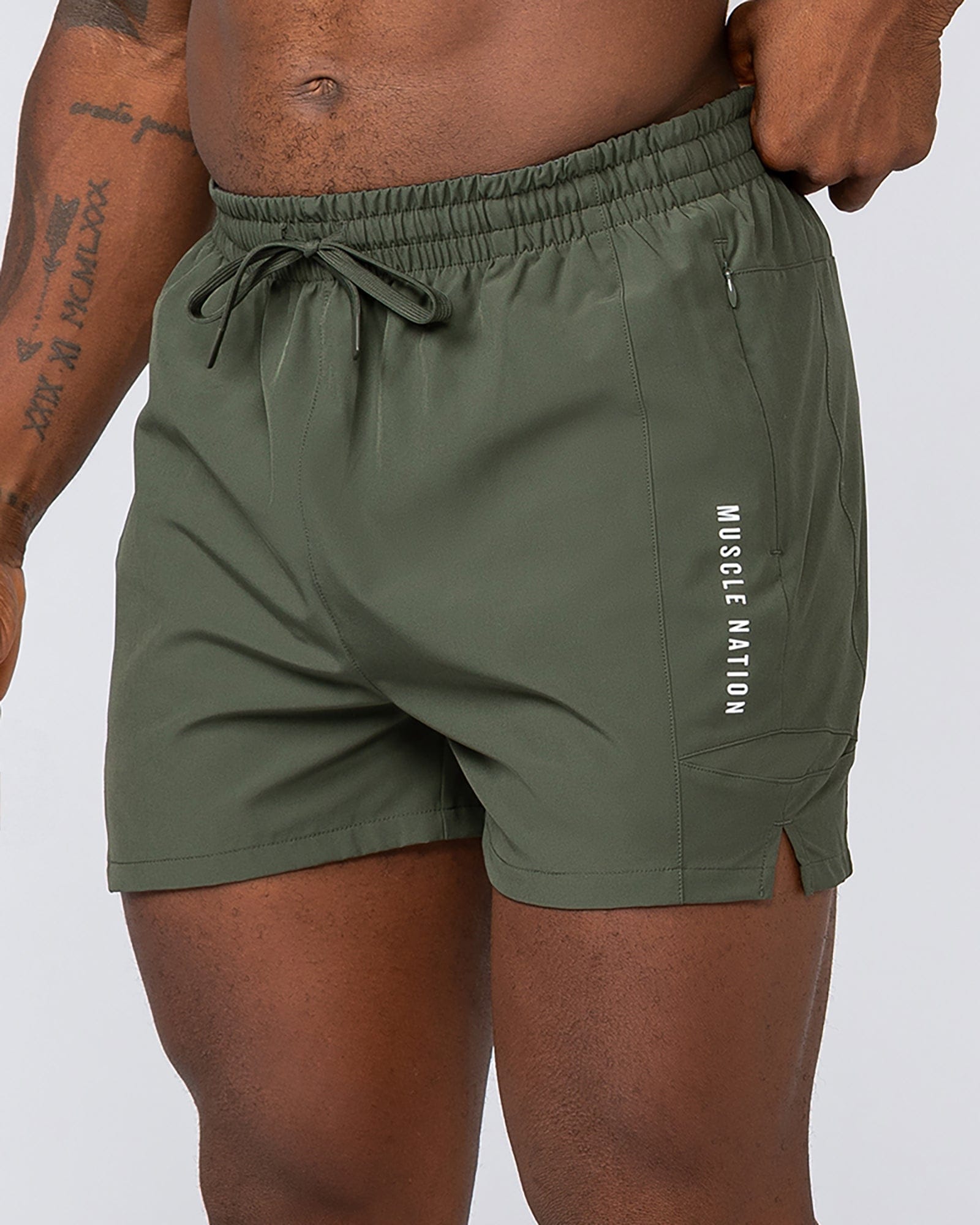 Streamline Training 3" Shorts Dark Khaki - Muscle Nation men's gym shorts