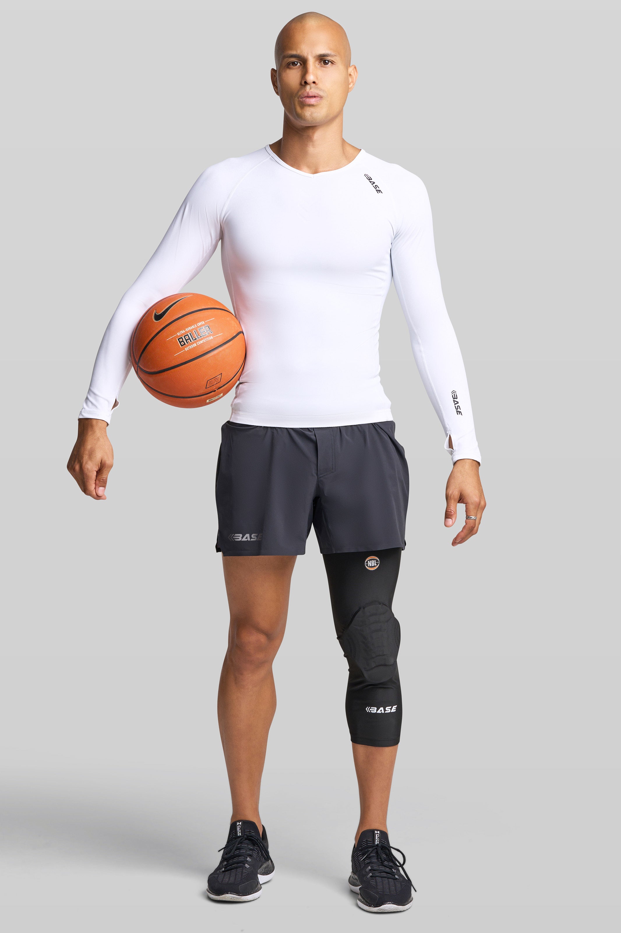 Supplier 1 Knee Guard BASE + NBL Curved Padded Knee Guard (Single) - Black