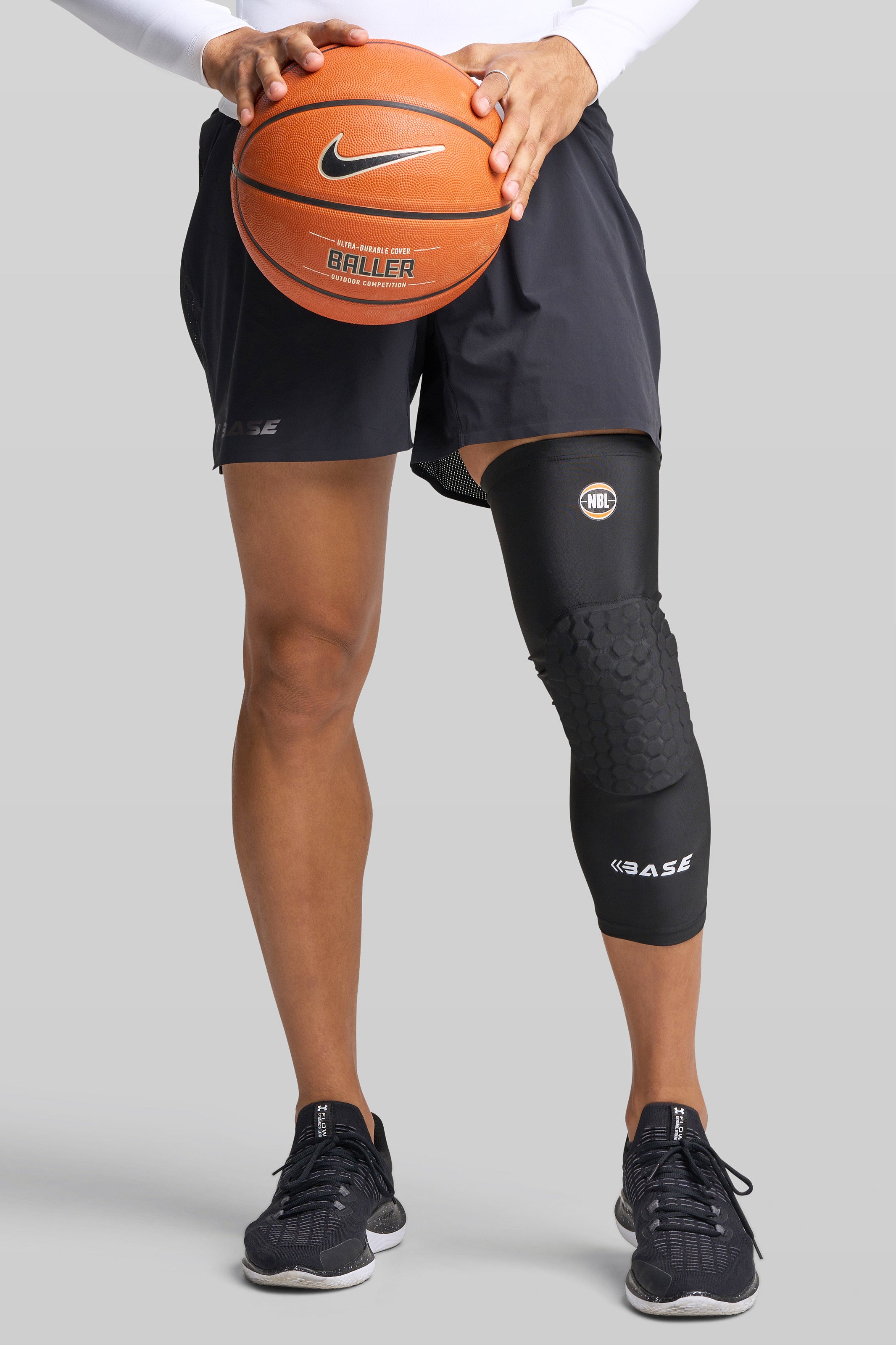 Supplier 1 Knee Guard YOUTH-XXS BASE + NBL Square Padded Knee Guard (Single) - Black