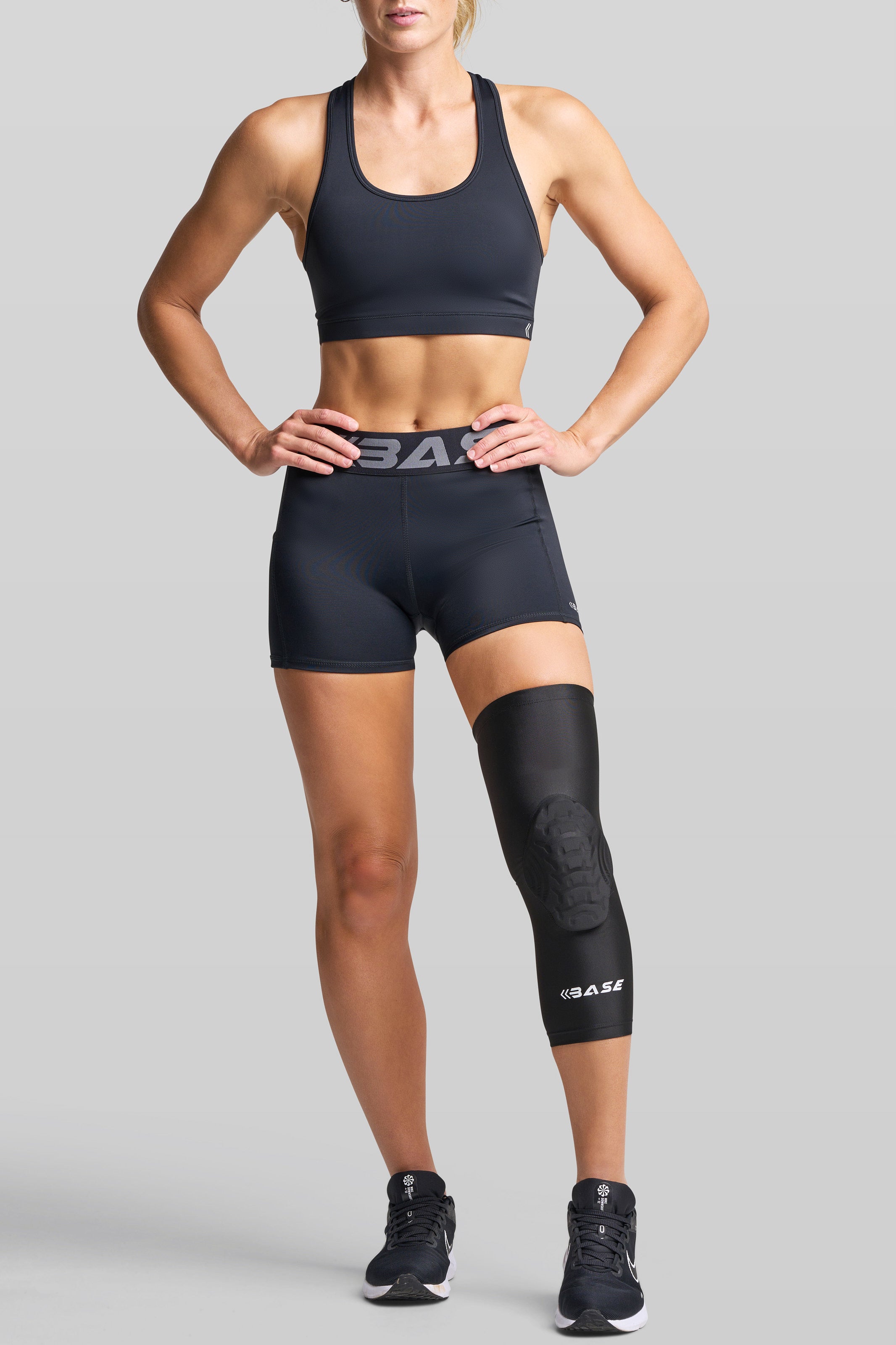 Supplier 1 PADDED ACCESSORIES BASE Curved Padded Knee Guard (Single) - Black