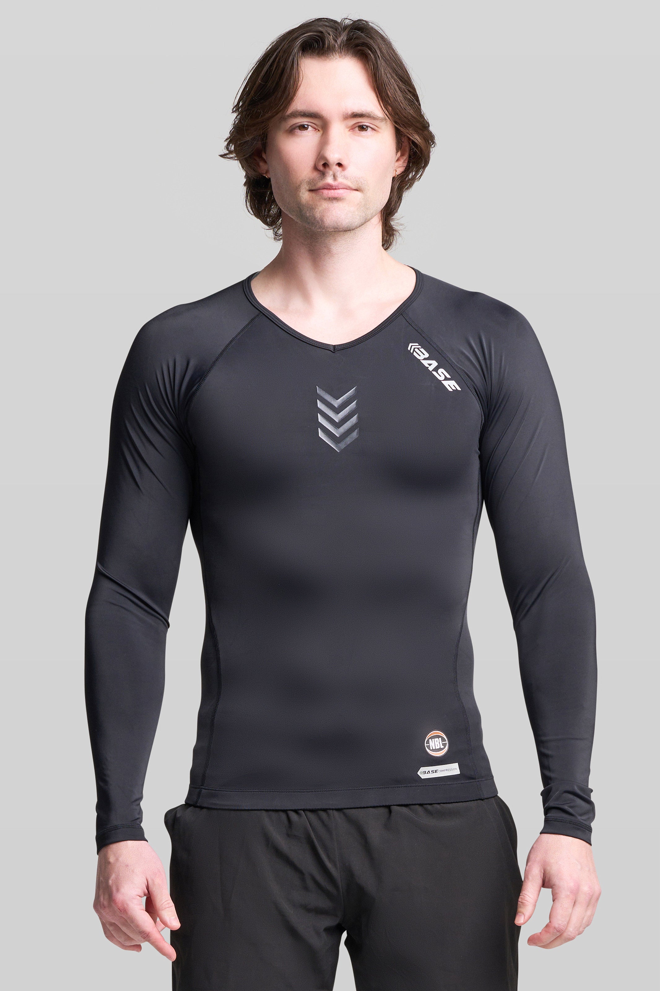 Supplier 1 Tee S / Black BASE + NBL Men's Long Sleeve Compression Tee - Black