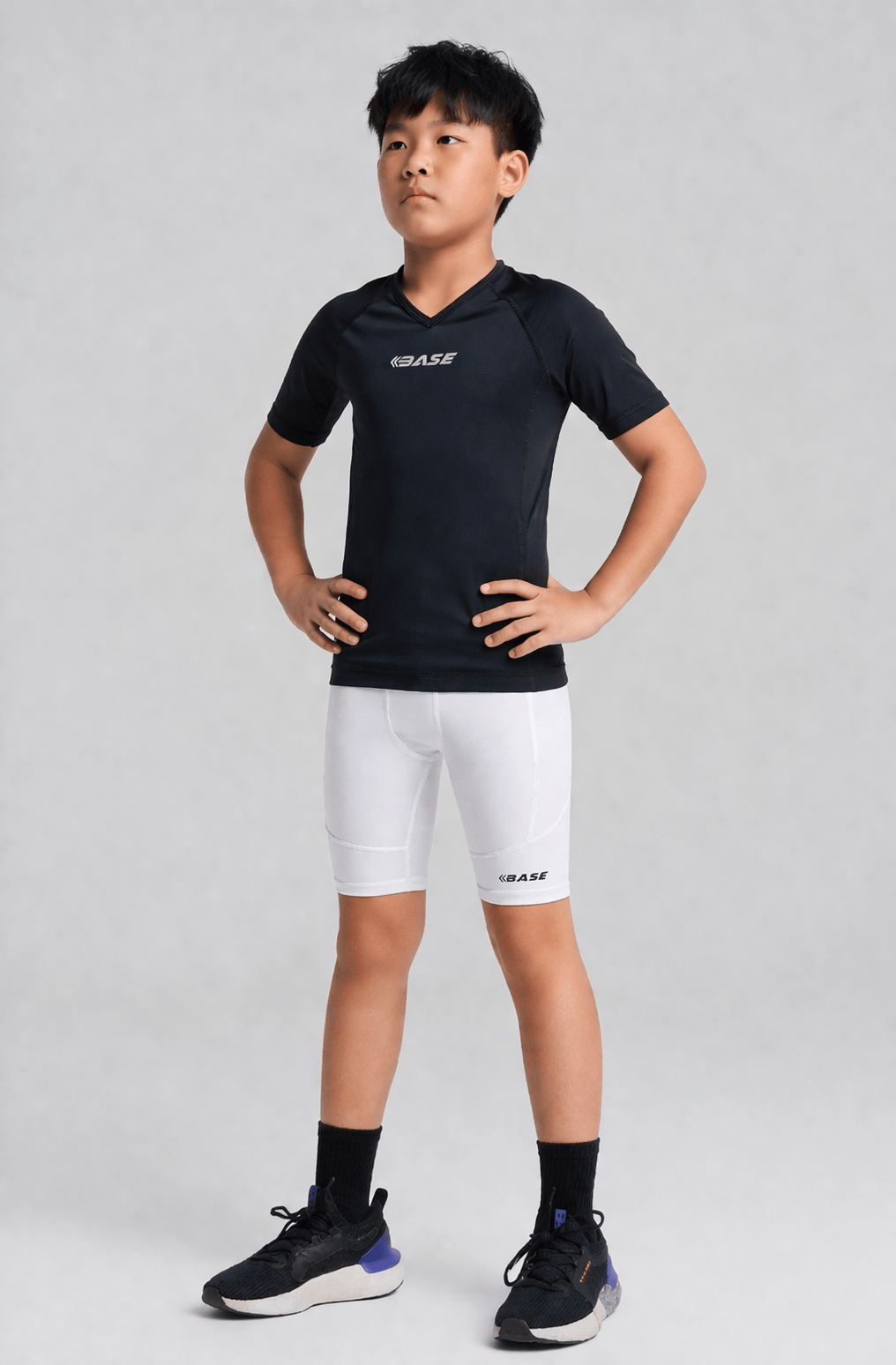 Supplier 3 Tee BASE Youth Short Sleeve Compression Tee - Black