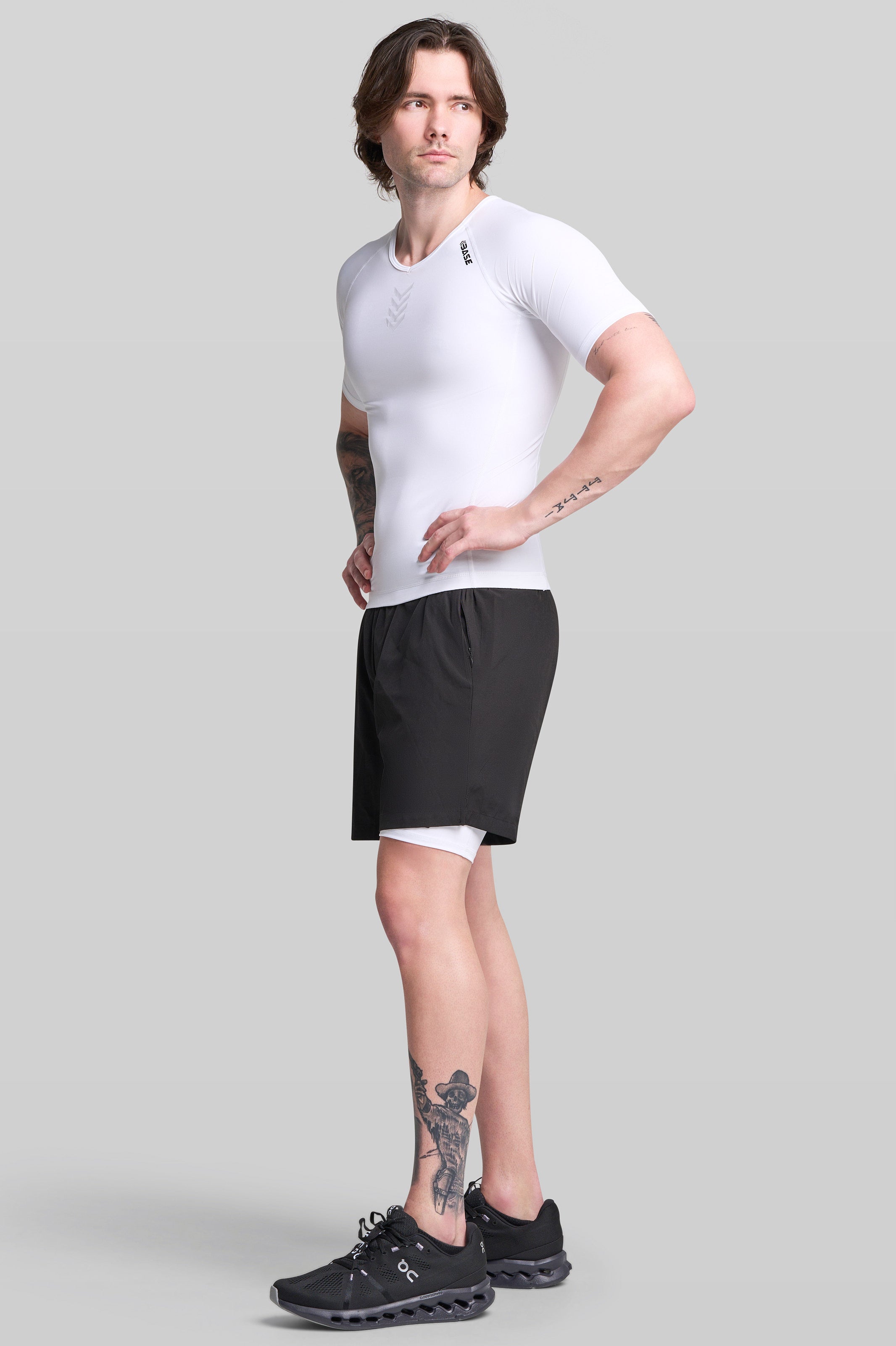 Supplier 4 Tee BASE Mens Short Sleeve Compression Tee - White