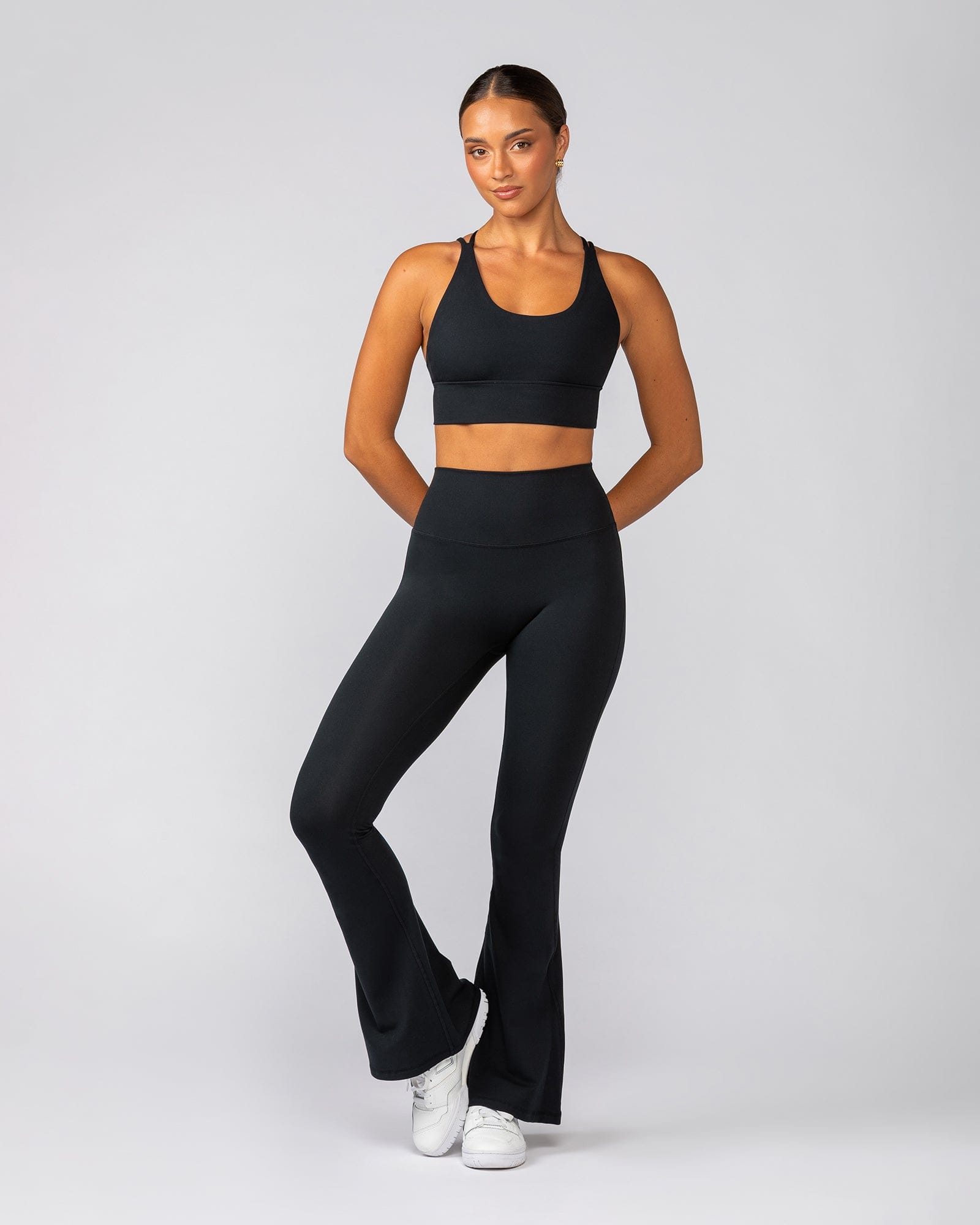 Everyday High Rise Flare Leggings Short - Black
