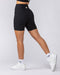 Zero Rise Rib Bike Shorts Black (Silicone Logo) - Muscle Nation women's bike shorts