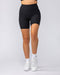 Zero Rise Rib Bike Shorts Black (Silicone Logo) - Muscle Nation women's bike shorts, view 3