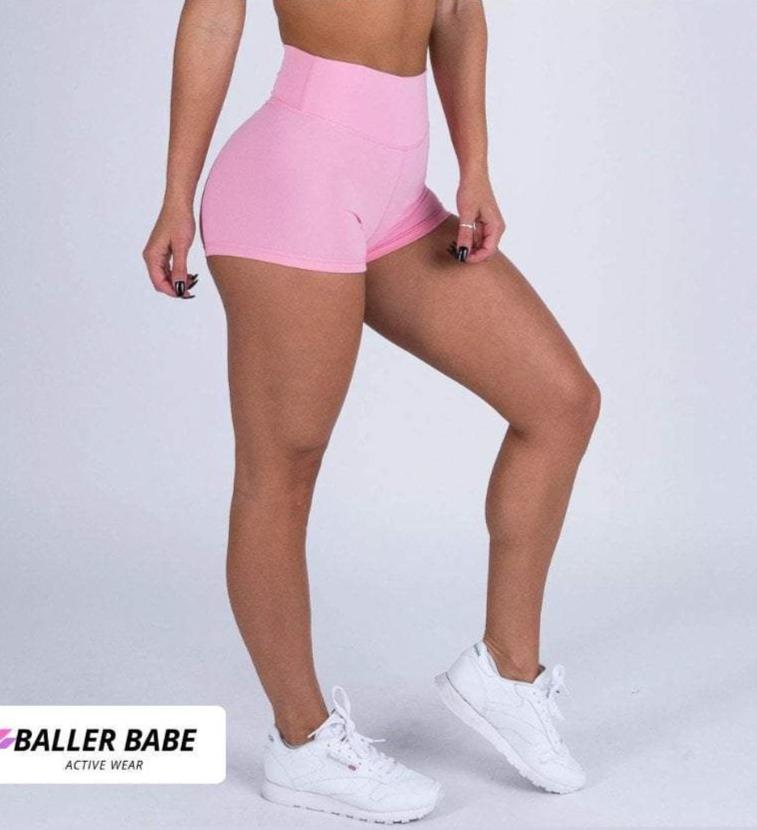 Baller Babe High Waisted Booty Shorts Baby Pink, Ballerbabe