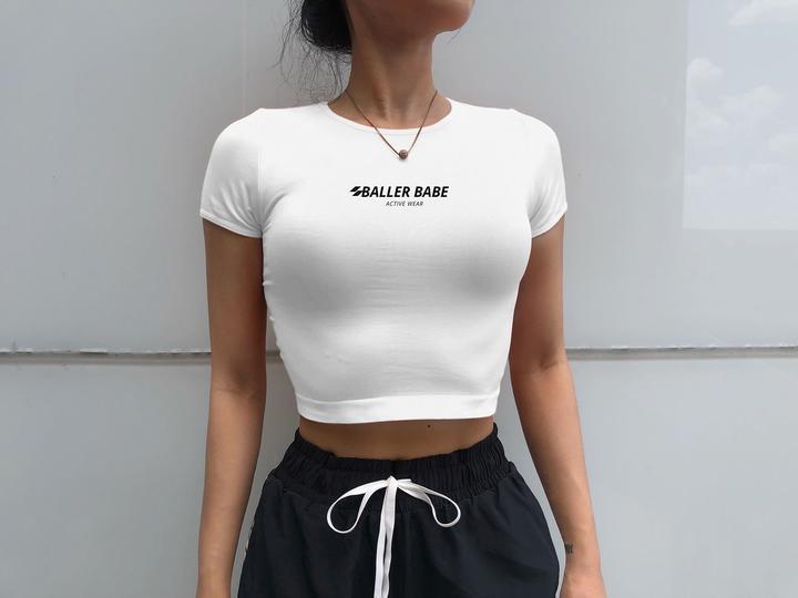 Baller Babe Crop Tops Baller Babe Basic's Womens Shirt in White