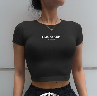 Baller Babe Crop Tops Baller Babe Black Basic's Womens Shirt