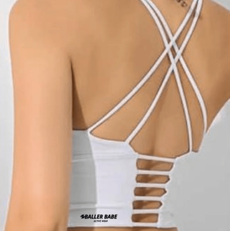 Baller Babe Middi Top with cross back White