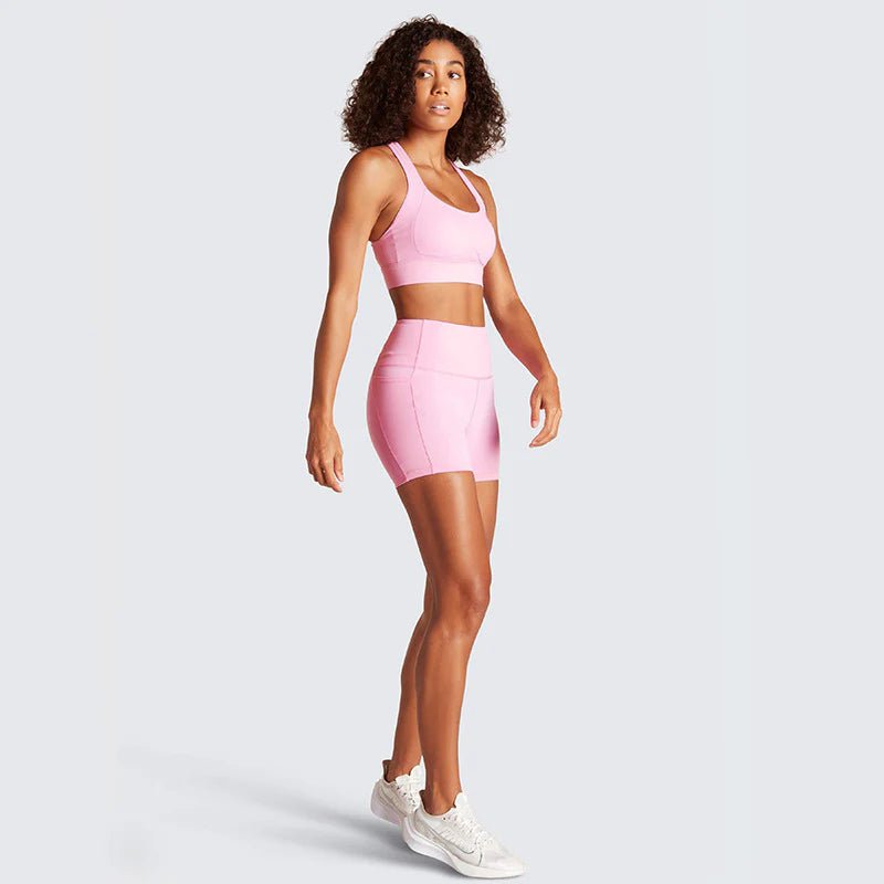 Baller Babe Set Leopard Print Activewear Shorts Set with Pocket-Pink