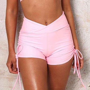 Baller Babe Shorts Scrunch Shorts with tie up sides Baby Pink