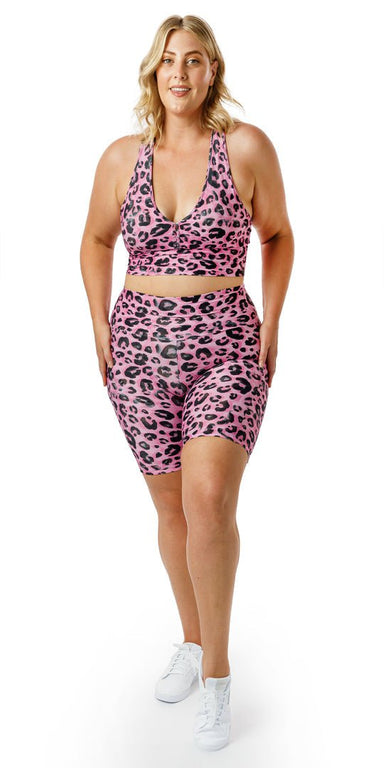 Carra Lee Active Bike Shorts Candy Leopard Eco Midi Shorts with Pockets