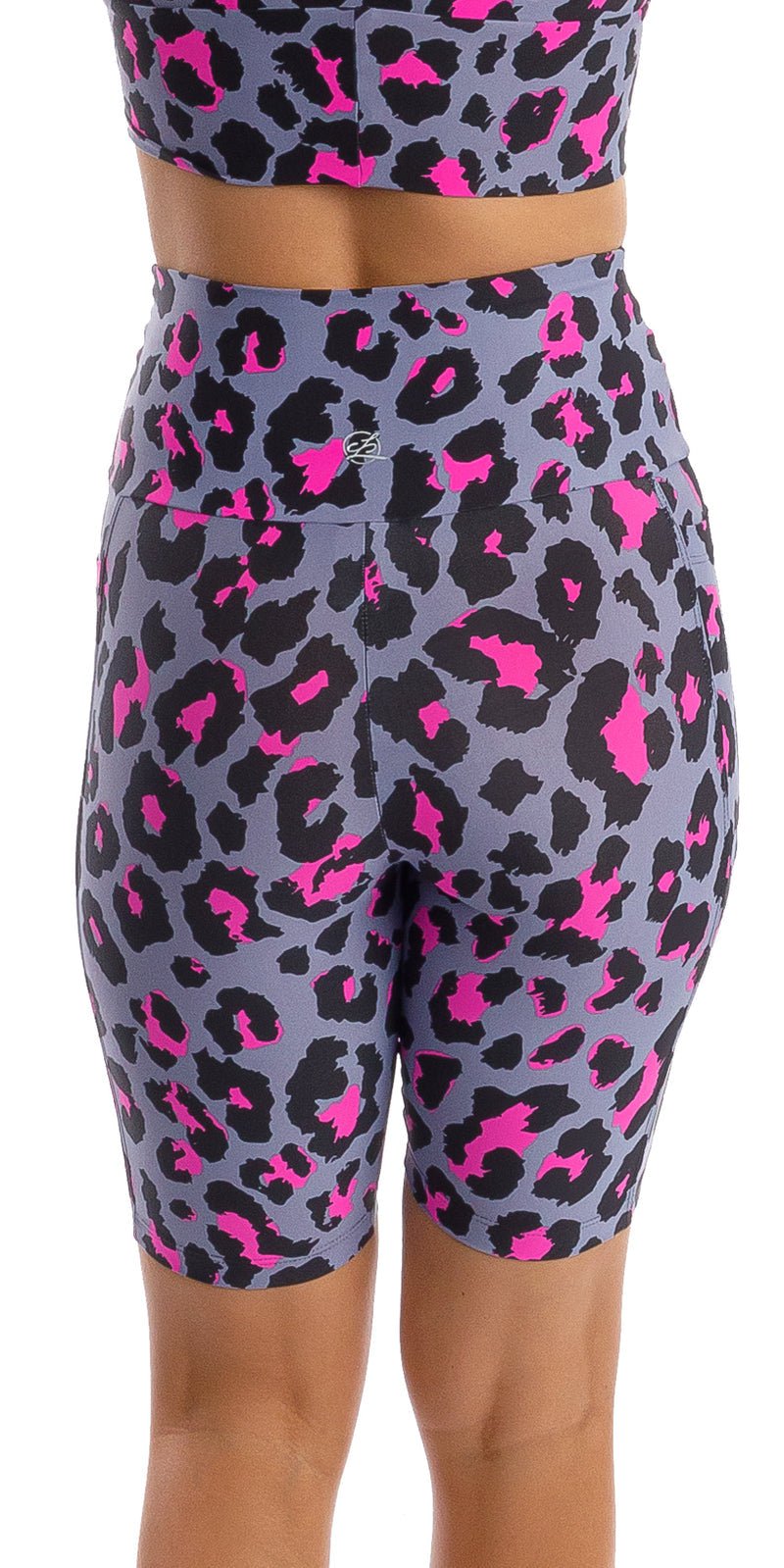 Carra Lee Active Shorts Pink Leopard Eco Biker Shorts with Pockets