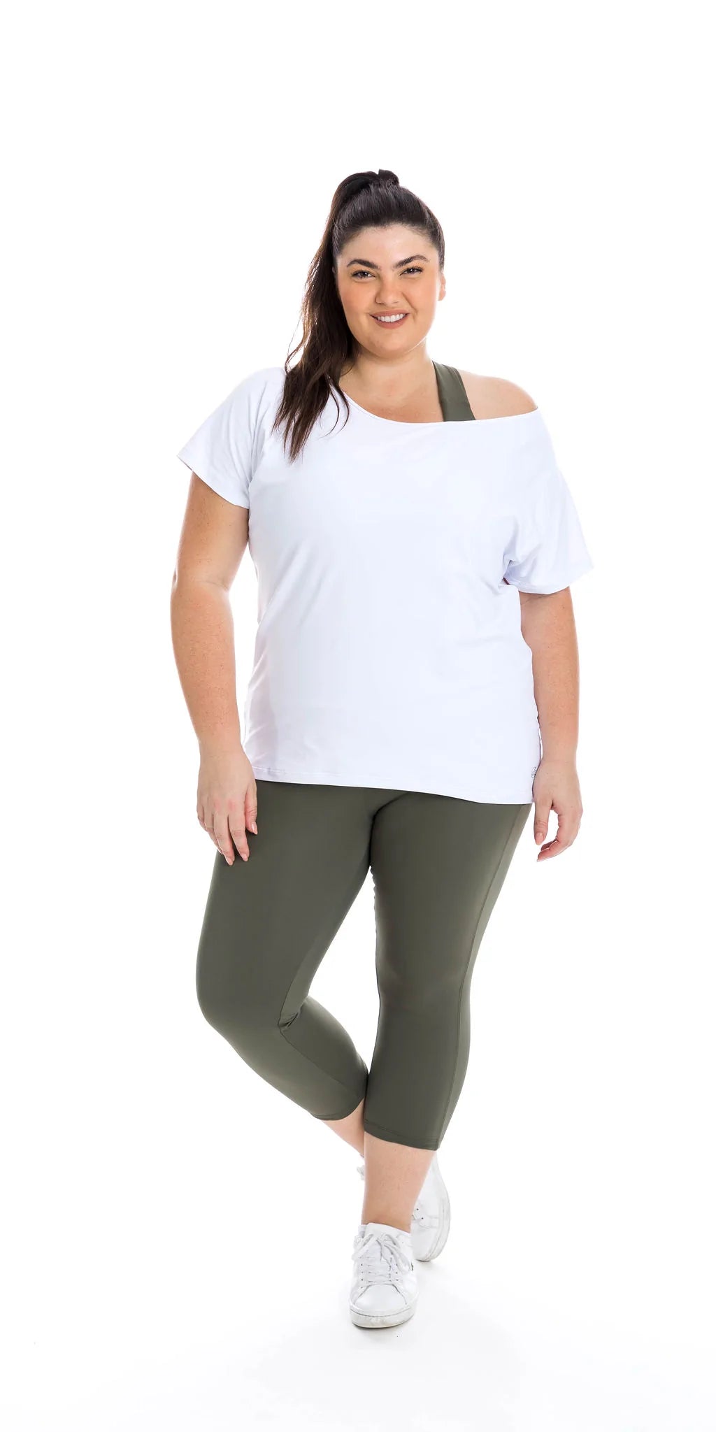 Carra Lee Active TOPS White Off The Shoulder Short Sleeve Tee