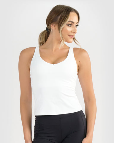 Core Trainer Tank Tops Core Trainer Dani Longline Tank - White