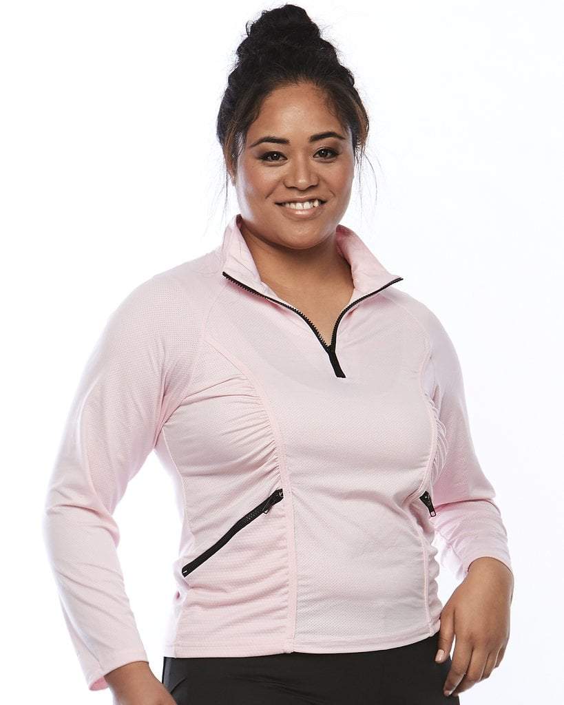 Curvy Chic Long Sleeve Top Stay Cool Long Sleeve Shirt-Pink