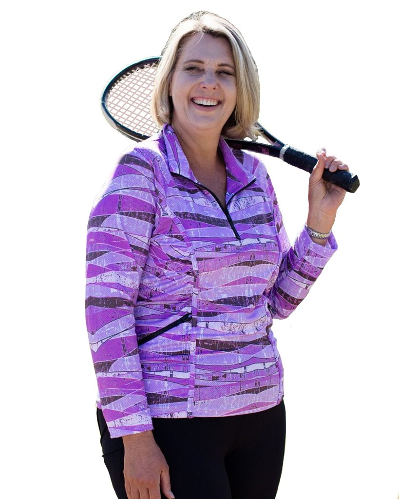 Curvy Chic Long Sleeve Top Stay Cool Long Sleeve Shirt-Purple