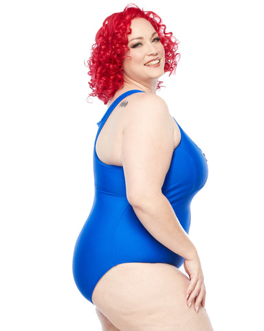 Curvy Chic Sports Racer Back Swimsuit - Zip