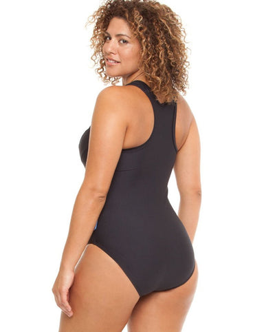 Curvy Chic Swimmers Racer Back Swimsuit - Zip