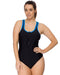 Curvy Chic Swimmers Racer Back Swimsuit  Zip- Blue
