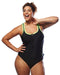 Curvy Chic Swimmers Racer Back Swimsuit Zip-Green