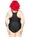 Curvy Chic swimwear Racer Back Swimsuit - Zip (E-G) - Black/Orange