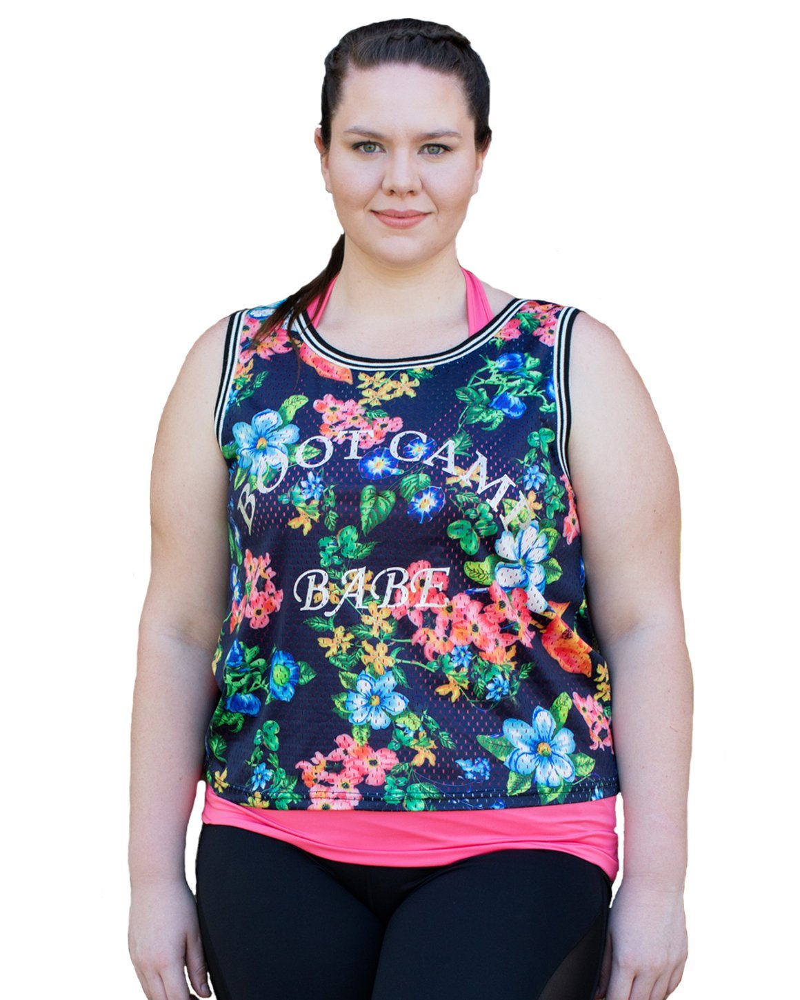 Curvy Chic Tanks Boot Camp Babe Singlet - Floral