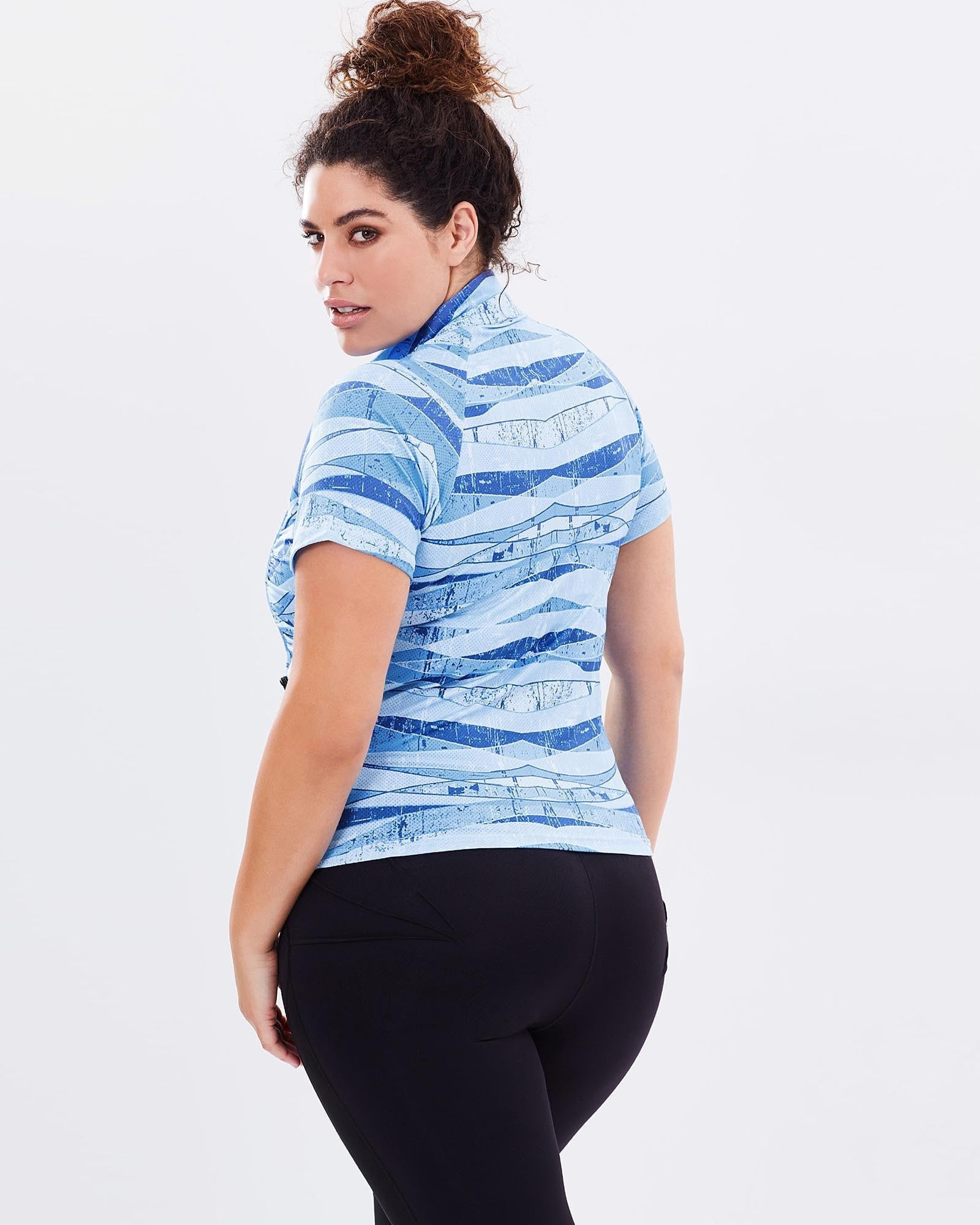 Stay Cool Short Sleeve Top - Blue Print - Be Activewear