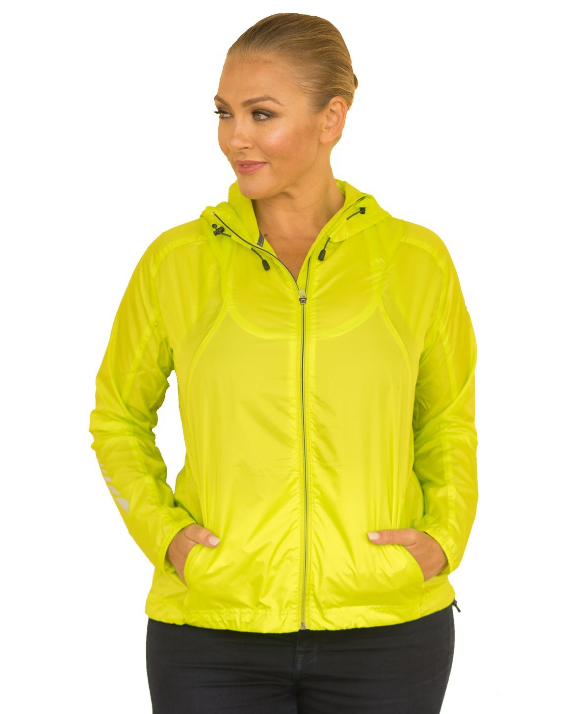 Curvy Chic Womens Hoodie Sun Seeker Wind and Rain Breaker - Neon