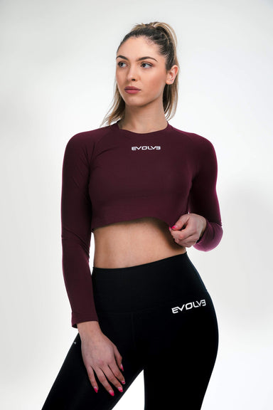 Evolve Apparel Long Sleeve Crop - Burgundy