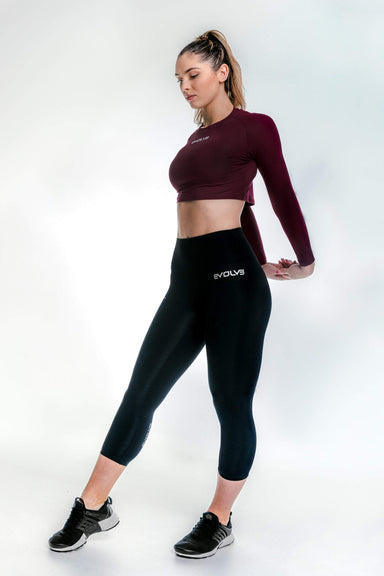 Evolve Apparel Long Sleeve Crop - Burgundy