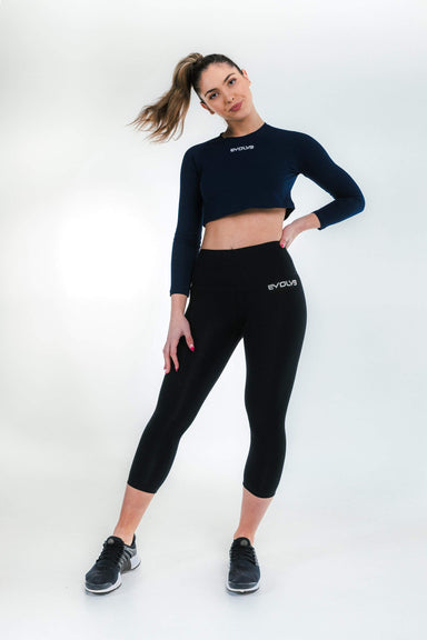 Evolve Apparel Long Sleeve Crop - Navy Blue