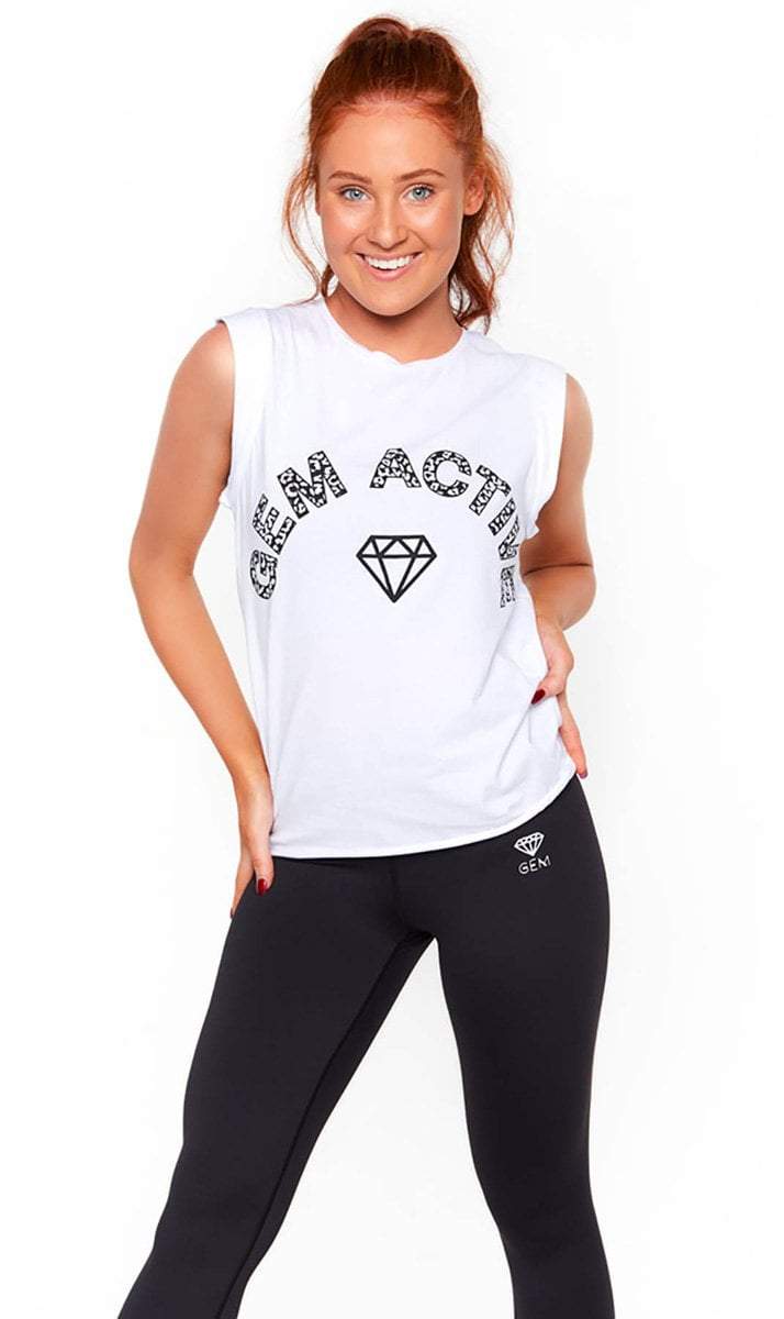 GEM Active Tank Muscle Tank Top (White)