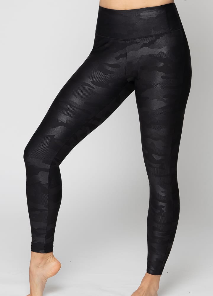 Faux Leather Camo High Waisted Leggings Be Activewear