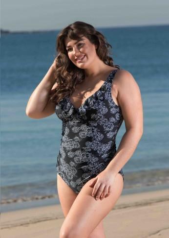 Rose Print Frilled Swimsuit - Be Activewear