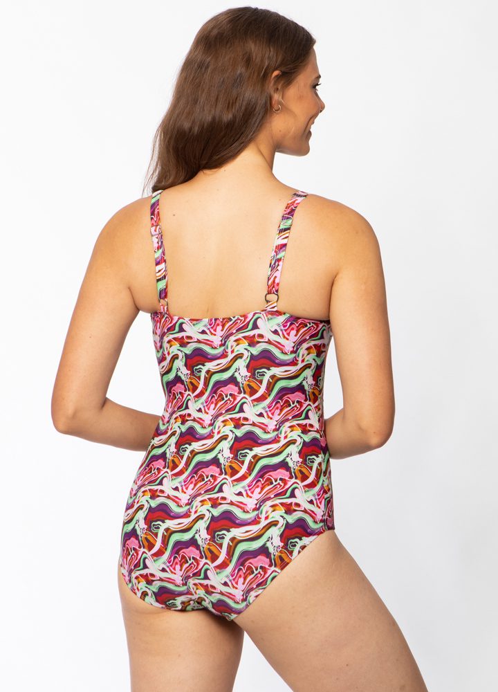 lasculpte Swimsuit Chlorine Resistant One Piece Swimsuit Psychedelic New Wave