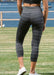 7/8 Length High Waist Stripe Shaping Tight - Grey Marle Stripe - Be Activewear