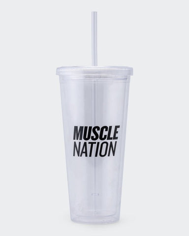 musclenation accessories 650ML MN Straw Cup - Clear Black