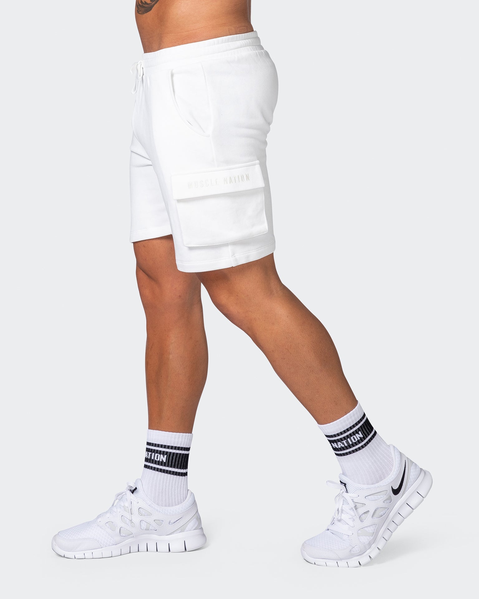 musclenation Activewear Cargo Shorts - Vanilla