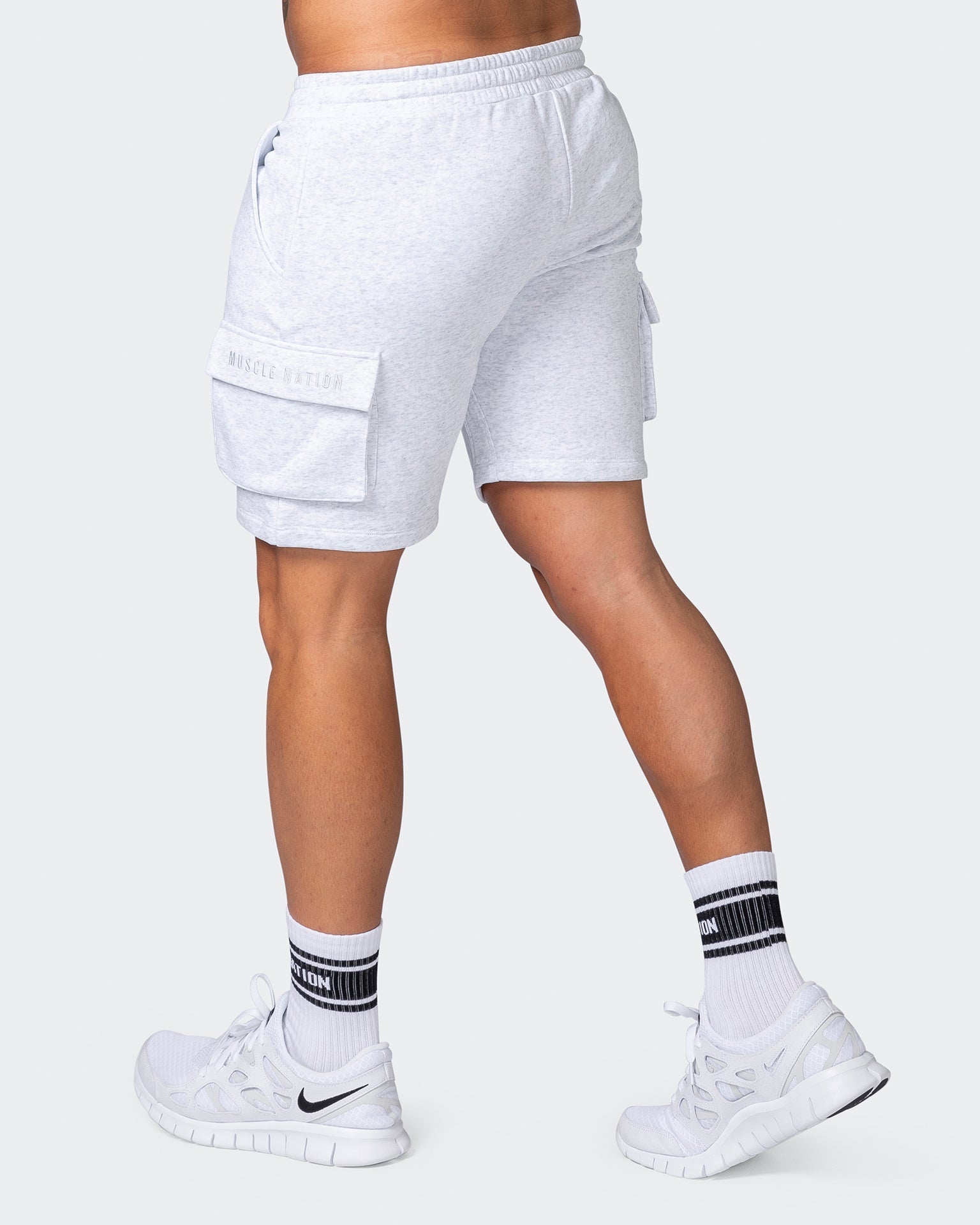 musclenation Activewear Cargo Shorts - White Marl
