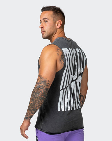 musclenation Activewear Maximise Vintage Tank - Washed Black/White