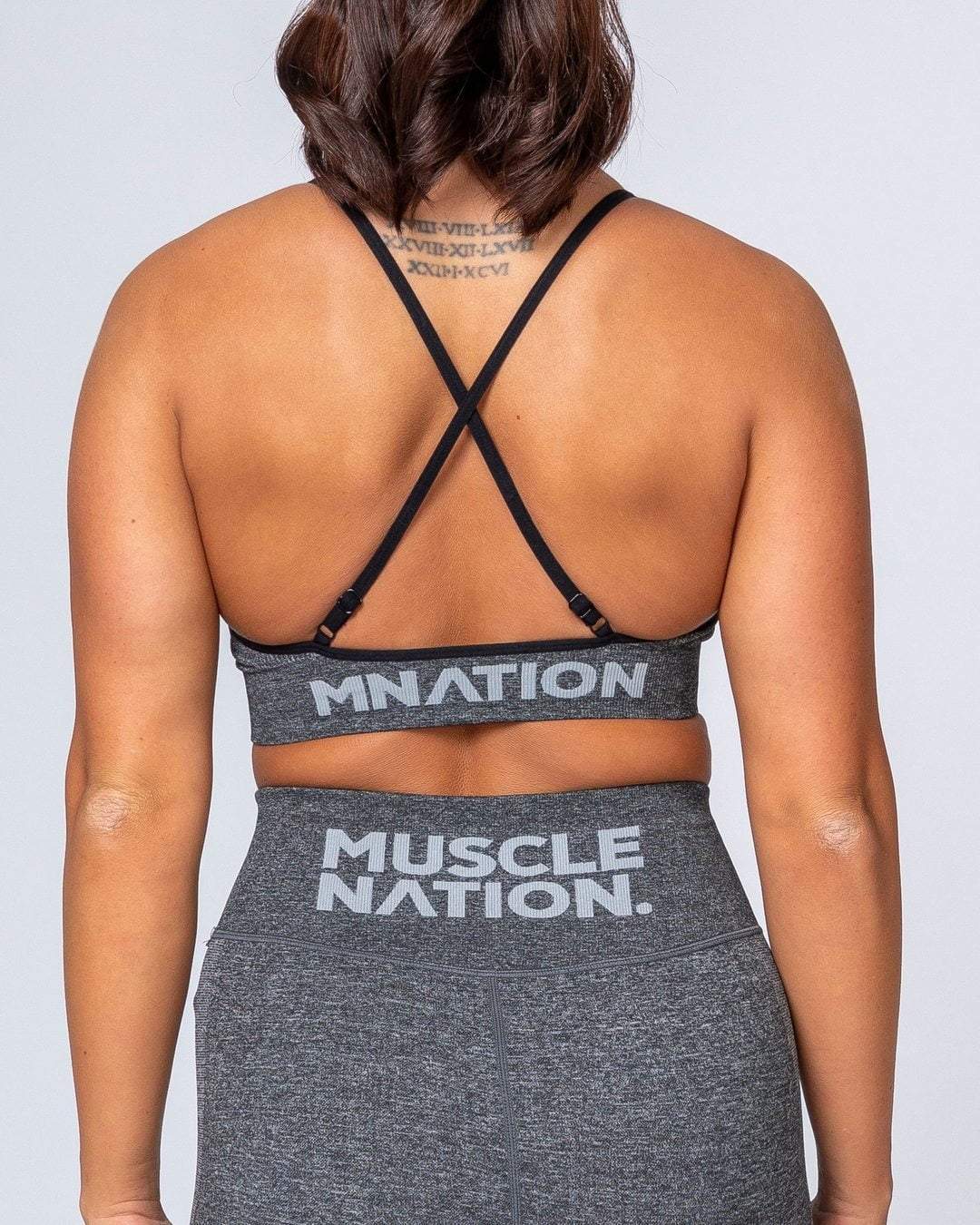 musclenation All Day Strap Seamless Bra - Charcoal Marl